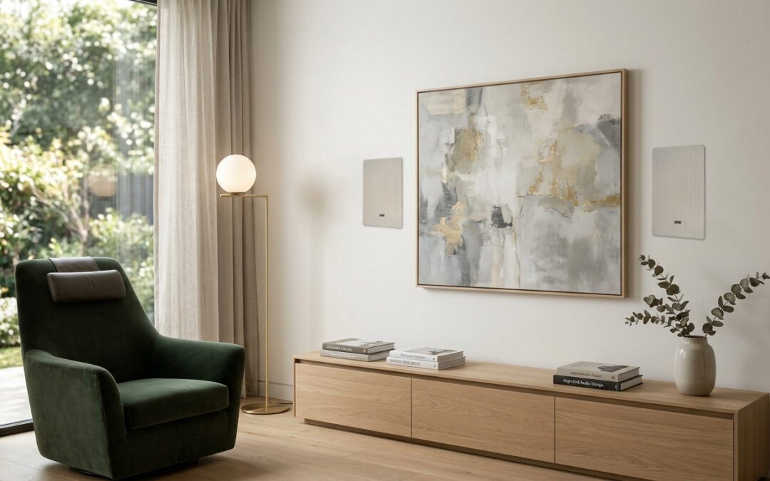 in-wall speaker display in a luxury home living area